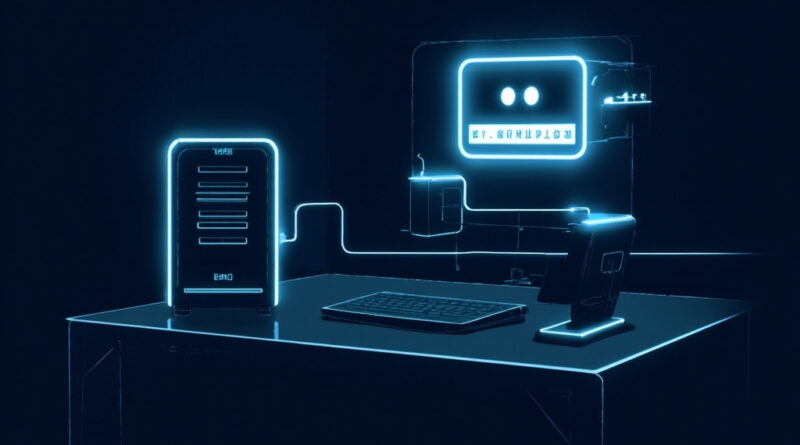 A budget VPS server with OpenClaw AI agent running on a monitor in a modern setup