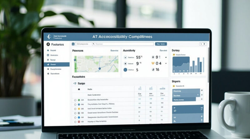 AI accessibility tools on a laptop screen showing WCAG compliance checklist