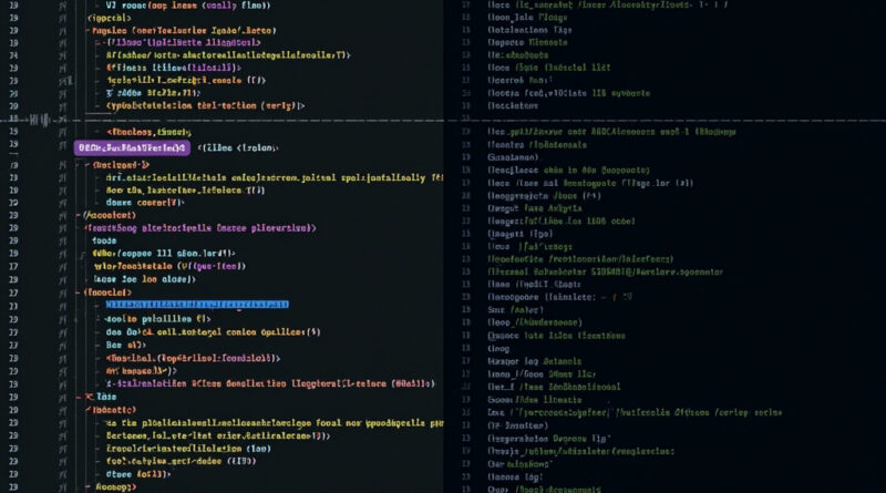 A split view showing a complex code diff on the left rendered as color-coded HTML with annotations, compared to plain Markdown on the right