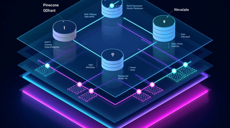 Comparison of four vector database architectures arranged in a layered diagram for 2026