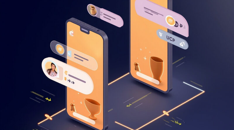 Editorial illustration of AI shopping agents paying across competing commerce protocols in 2026.