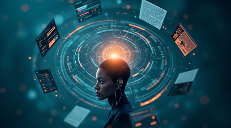 Abstract visualization of an AI agent perceiving text, vision, audio, and video inputs simultaneously